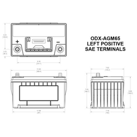 Odyssey ODX-AGM65 12V 145RC 74Ah 1750CCA AGM (Group 65)